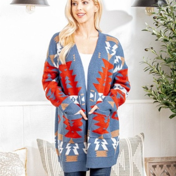Heimish Southwest Aztec Print Open Front Cardigan 2XL/3XL - Picture 1 of 11